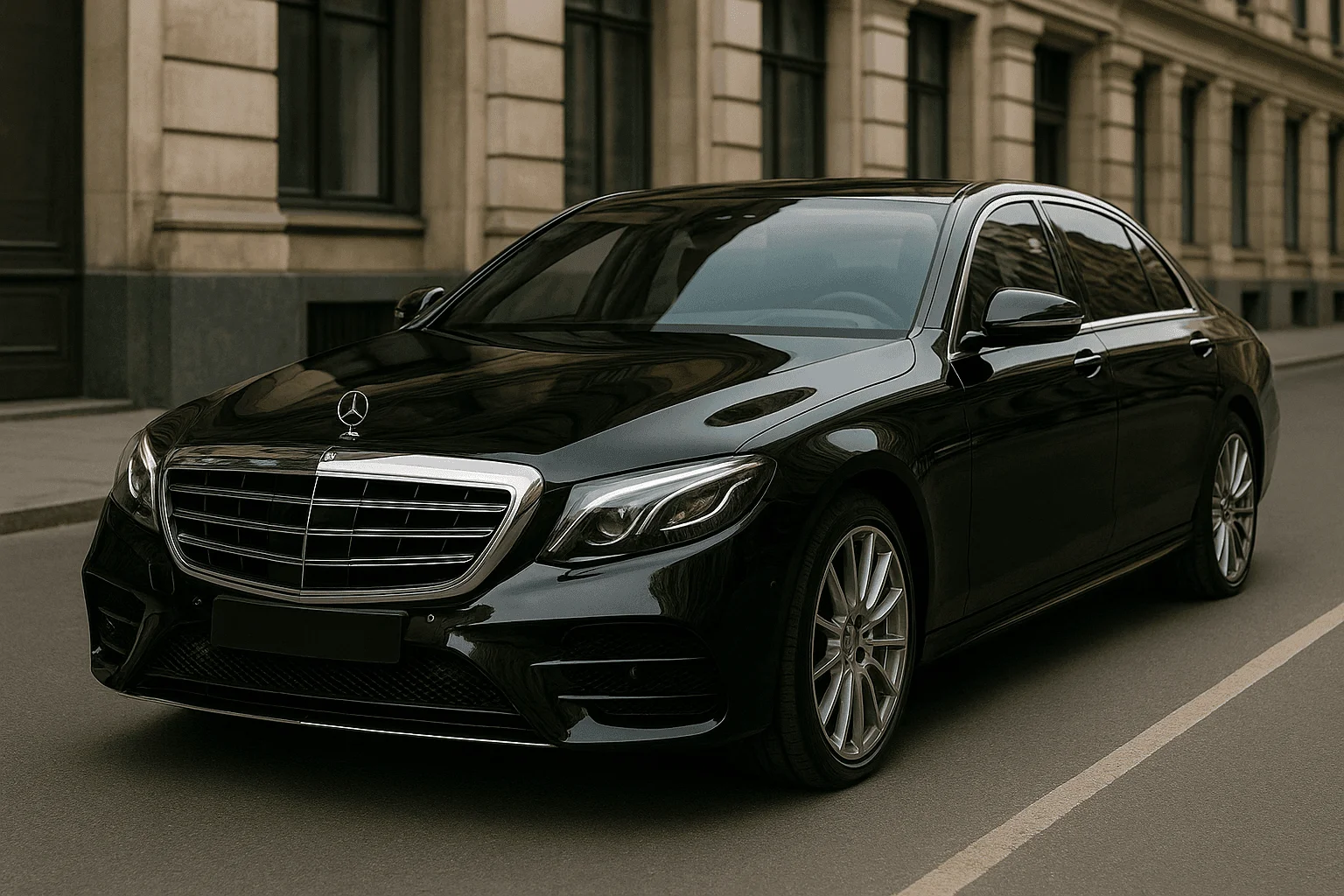 Siyah Mercedes VIP transfer aracı Siyah Mercedes VIP transfer aracı
